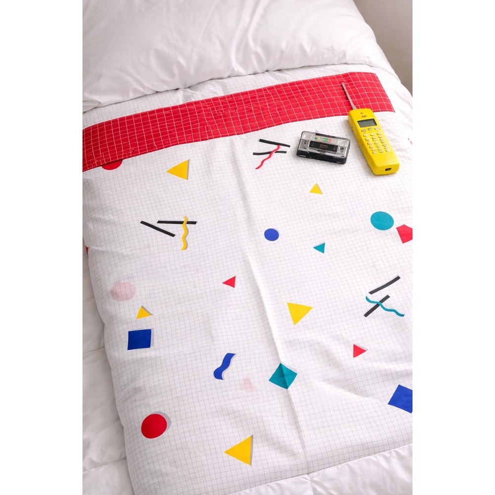 Vintage 90s Cannon‎ Twin Sheet Memphis Geometric Confetti Saved By Bell USA